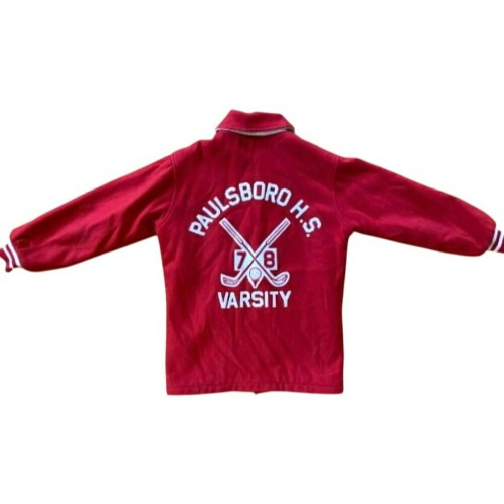 Vintage Red Wool Varsity Jacket Hewitt Golf Size 36 Mens High School Retro - Picture 10 of 11